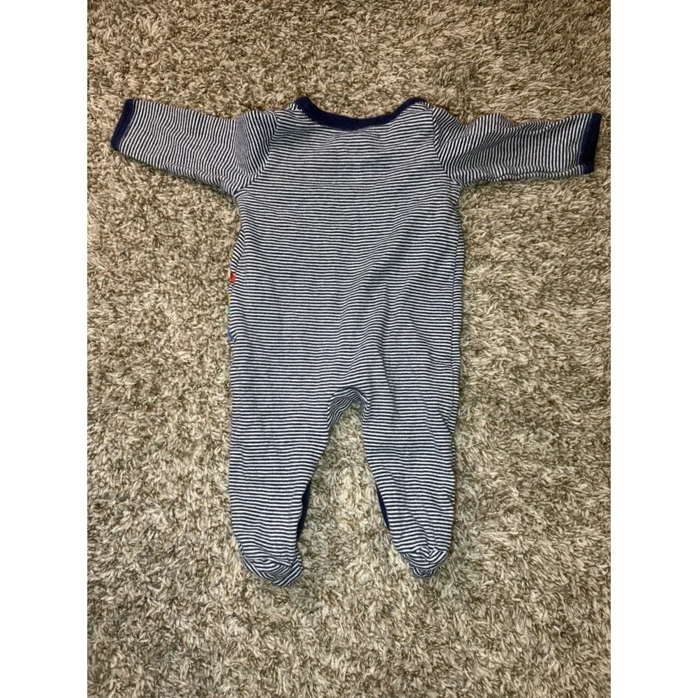 Carter's Baby Boy 3M Footed Sleeper Pajamas Navy White Stripes Rocket Ship